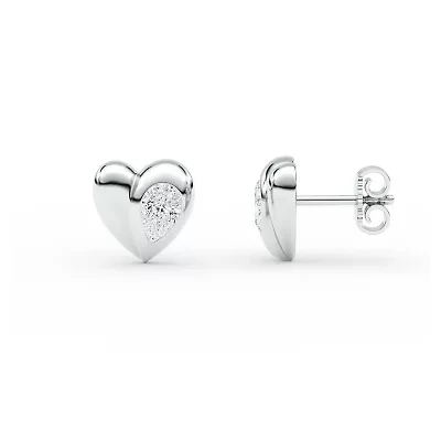 0.86 ct. tw. Lab Created Moissanite Pear Heart Stud Earrings in Sterling Silver