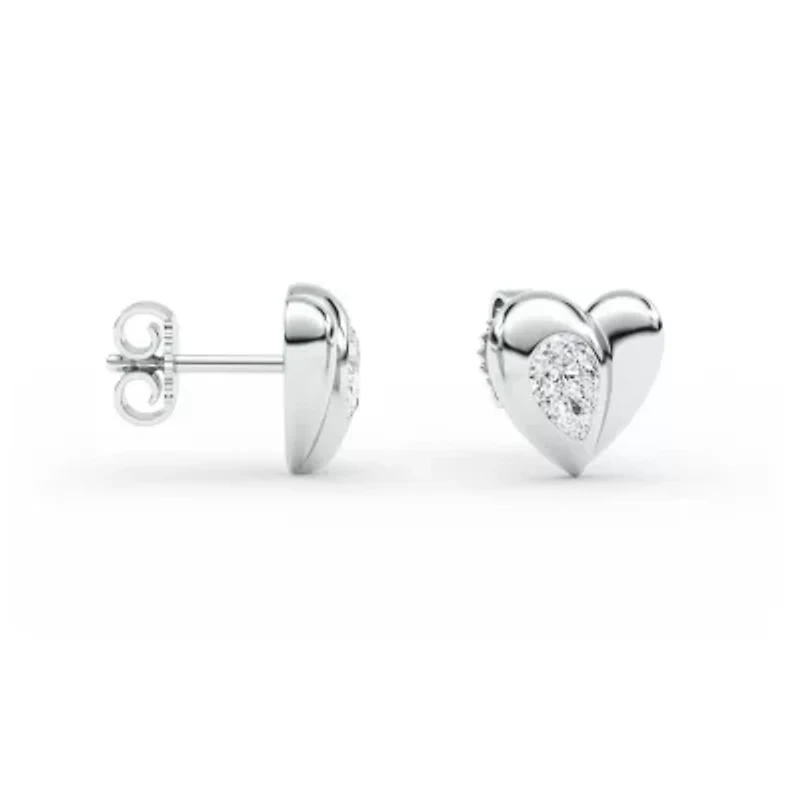 0.86 ct. tw. Lab Created Moissanite Pear Heart Stud Earrings in Sterling Silver