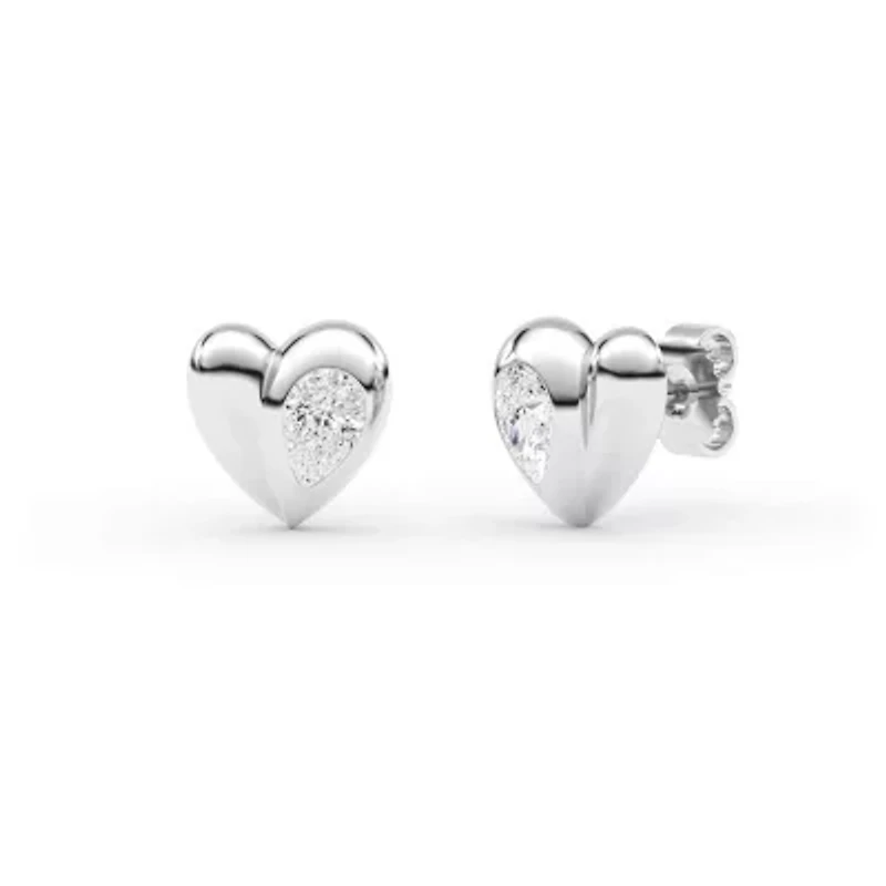 0.86 ct. tw. Lab Created Moissanite Pear Heart Stud Earrings in Sterling Silver