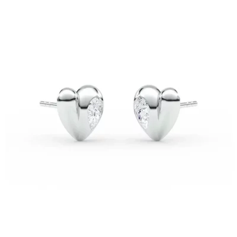 0.86 ct. tw. Lab Created Moissanite Pear Heart Stud Earrings in Sterling Silver