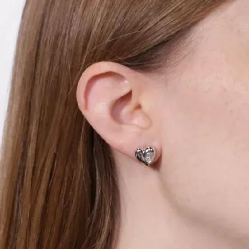0.86 ct. tw. Lab Created Moissanite Pear Heart Stud Earrings in Sterling Silver
