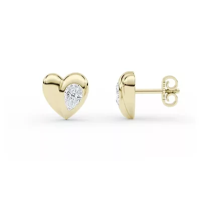 0.86 ct. tw. Lab Created Moissanite Pear Heart Stud Earrings in Sterling Silver 14K Vermeil