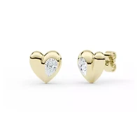 0.86 ct. tw. Lab Created Moissanite Pear Heart Stud Earrings in Sterling Silver 14K Vermeil