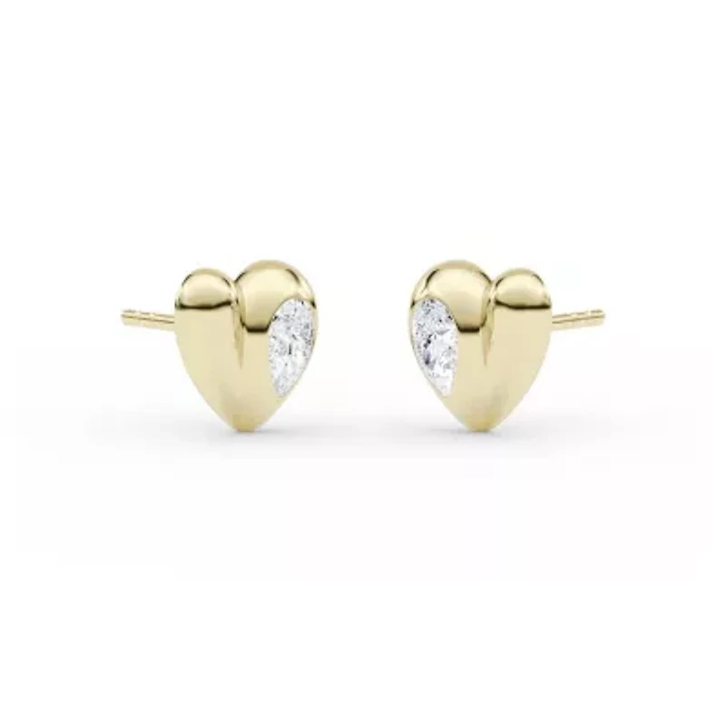 0.86 ct. tw. Lab Created Moissanite Pear Heart Stud Earrings in Sterling Silver 14K Vermeil