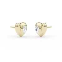 0.86 ct. tw. Lab Created Moissanite Pear Heart Stud Earrings in Sterling Silver 14K Vermeil