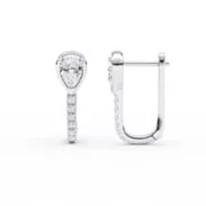 1.00 ct. tw. Lab Created Moissanite Pear Accented Hoop Earrings in Sterling Silver