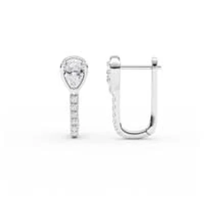 1.00 ct. tw. Lab Created Moissanite Pear Accented Hoop Earrings in Sterling Silver