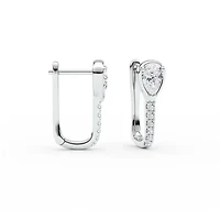 1.00 ct. tw. Lab Created Moissanite Pear Accented Hoop Earrings in Sterling Silver