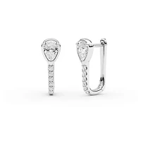 1.00 ct. tw. Lab Created Moissanite Pear Accented Hoop Earrings in Sterling Silver