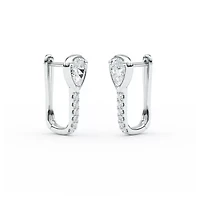 1.00 ct. tw. Lab Created Moissanite Pear Accented Hoop Earrings in Sterling Silver