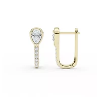 1.00 ct. tw. Lab Created Moissanite Pear Accented Hoop Earrings in Sterling Silver 14K Vermeil