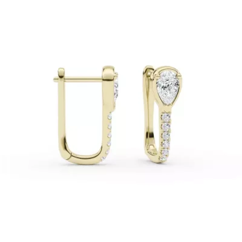 1.00 ct. tw. Lab Created Moissanite Pear Accented Hoop Earrings in Sterling Silver 14K Vermeil