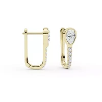 1.00 ct. tw. Lab Created Moissanite Pear Accented Hoop Earrings in Sterling Silver 14K Vermeil