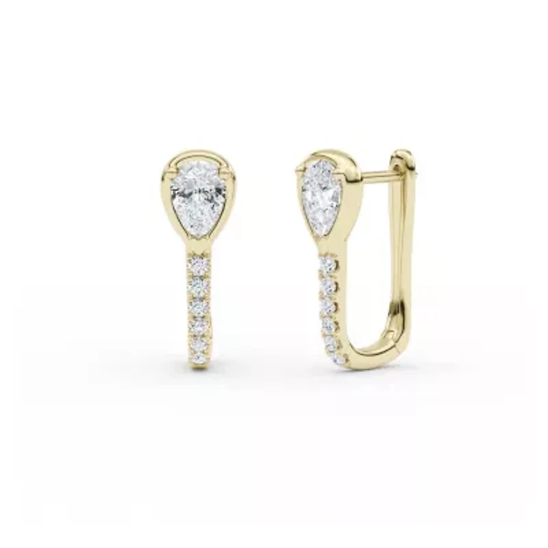 1.00 ct. tw. Lab Created Moissanite Pear Accented Hoop Earrings in Sterling Silver 14K Vermeil