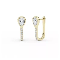 1.00 ct. tw. Lab Created Moissanite Pear Accented Hoop Earrings in Sterling Silver 14K Vermeil