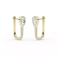 1.00 ct. tw. Lab Created Moissanite Pear Accented Hoop Earrings in Sterling Silver 14K Vermeil