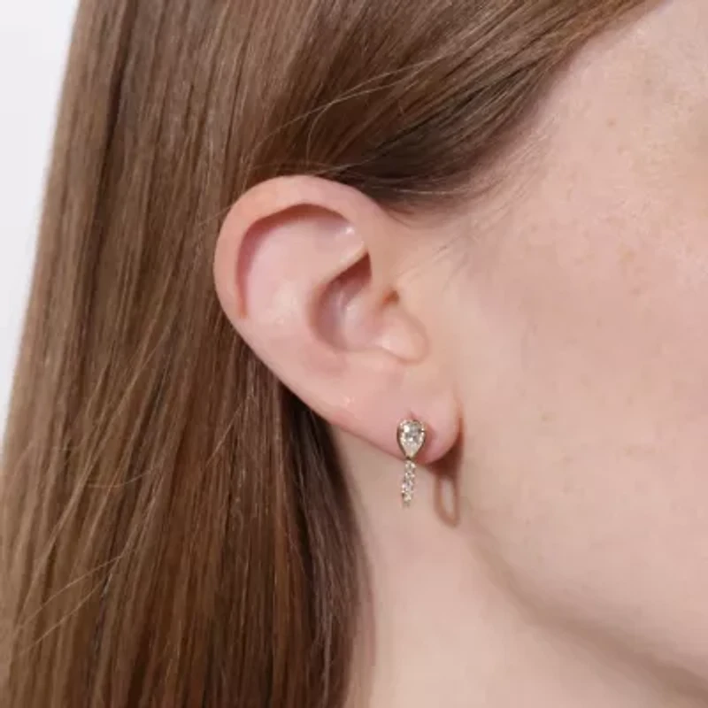 1.00 ct. tw. Lab Created Moissanite Pear Accented Hoop Earrings in Sterling Silver 14K Vermeil