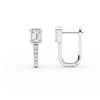 0.68 ct. tw. Lab Created Moissanite Emerald Accented Hoop Earrings in Sterling Silver