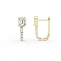0.68 ct. tw. Lab Created Moissanite Emerald Accented Hoop Earrings in Sterling Silver 14K Vermeil