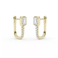 0.68 ct. tw. Lab Created Moissanite Emerald Accented Hoop Earrings in Sterling Silver 14K Vermeil