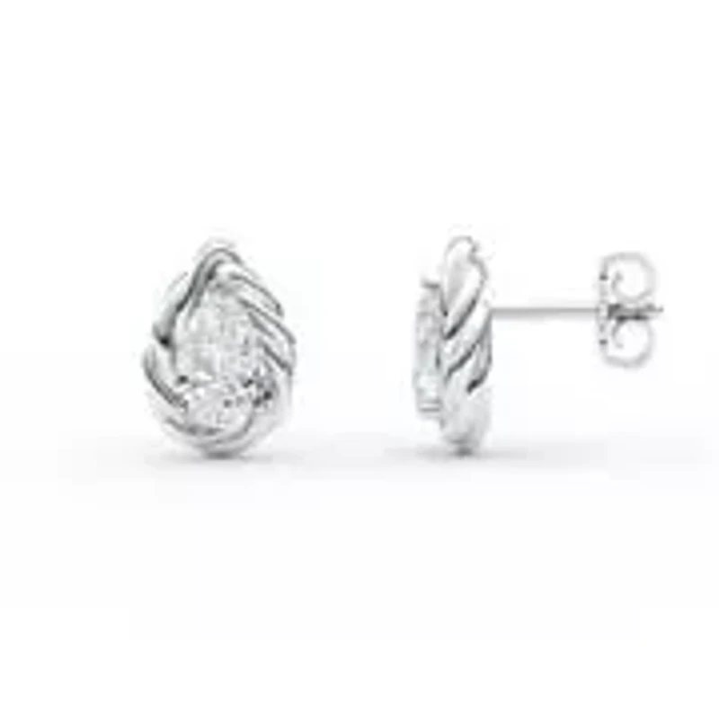 3.00 ct. tw. Lab Created Moissanite Pear Twist Stud Earrings in Sterling Silver