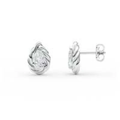 3.00 ct. tw. Lab Created Moissanite Pear Twist Stud Earrings in Sterling Silver