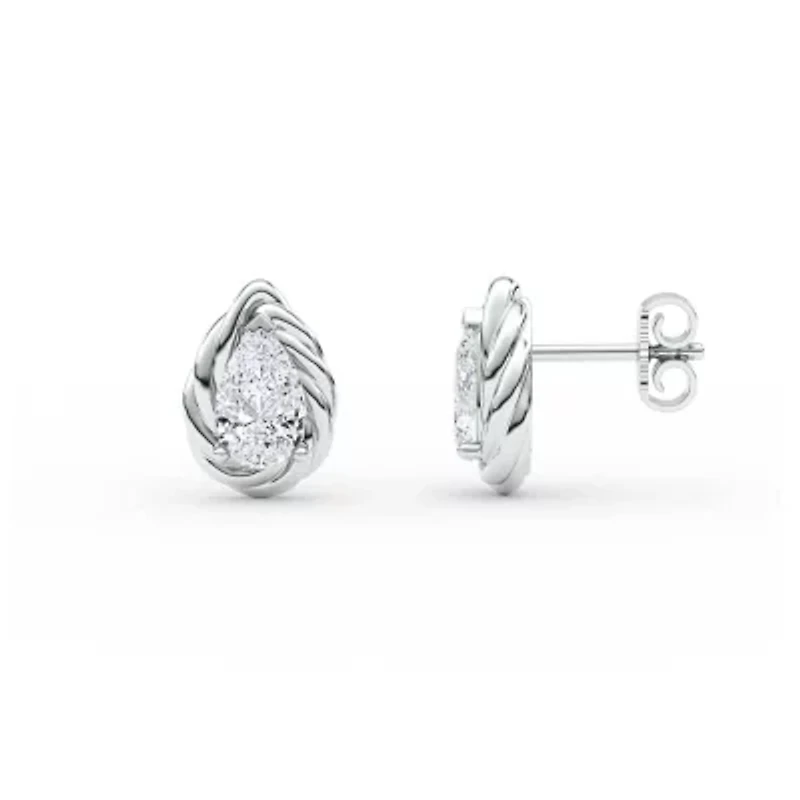 3.00 ct. tw. Lab Created Moissanite Pear Twist Stud Earrings in Sterling Silver