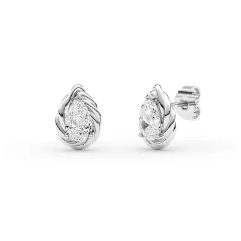 3.00 ct. tw. Lab Created Moissanite Pear Twist Stud Earrings in Sterling Silver