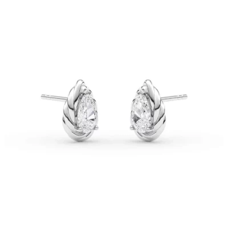 3.00 ct. tw. Lab Created Moissanite Pear Twist Stud Earrings in Sterling Silver