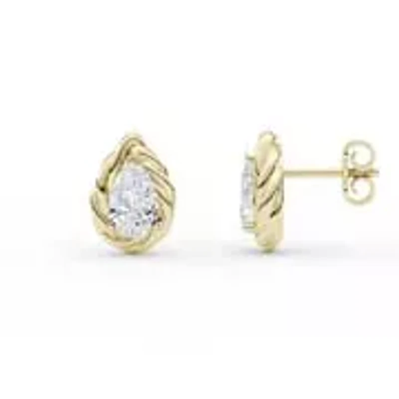 3.00 ct. tw. Lab Created Moissanite Pear Twist Stud Earrings in Sterling Silver 14K Vermeil