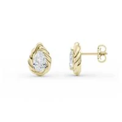 3.00 ct. tw. Lab Created Moissanite Pear Twist Stud Earrings in Sterling Silver 14K Vermeil