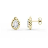 3.00 ct. tw. Lab Created Moissanite Pear Twist Stud Earrings in Sterling Silver 14K Vermeil