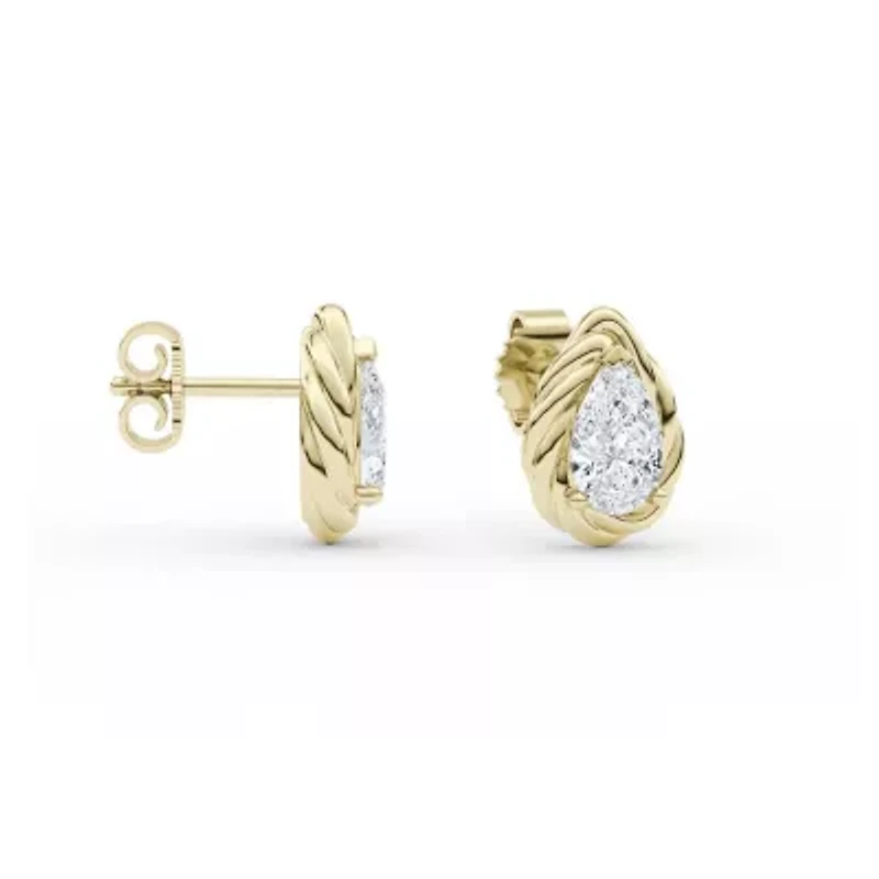 3.00 ct. tw. Lab Created Moissanite Pear Twist Stud Earrings in Sterling Silver 14K Vermeil
