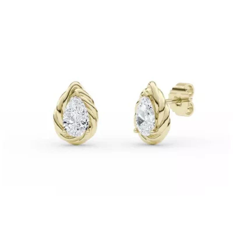 3.00 ct. tw. Lab Created Moissanite Pear Twist Stud Earrings in Sterling Silver 14K Vermeil