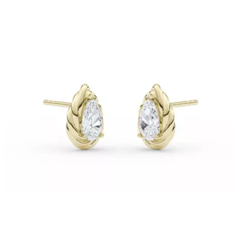 3.00 ct. tw. Lab Created Moissanite Pear Twist Stud Earrings in Sterling Silver 14K Vermeil