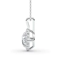 ct. tw. Lab Created Moissanite Round Halo Pendant Necklace in Sterling Silver