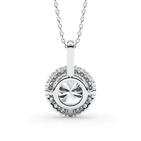 ct. tw. Lab Created Moissanite Round Halo Pendant Necklace in Sterling Silver