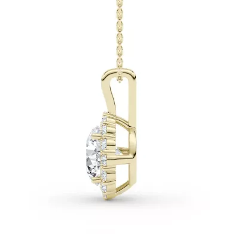 2.26 ct. tw. Lab Created Moissanite Round Halo Pendant Necklace in Sterling Silver 14K Vermeil