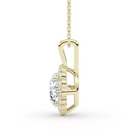 2.26 ct. tw. Lab Created Moissanite Round Halo Pendant Necklace in Sterling Silver 14K Vermeil
