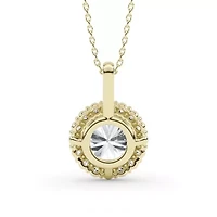 2.26 ct. tw. Lab Created Moissanite Round Halo Pendant Necklace in Sterling Silver 14K Vermeil