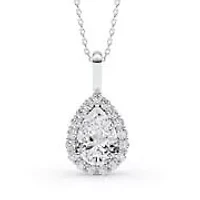 2.44 ct. tw. Lab Created Moissanite Pear Halo Pendant Necklace in Sterling Silver