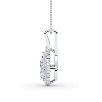 2.44 ct. tw. Lab Created Moissanite Pear Halo Pendant Necklace in Sterling Silver