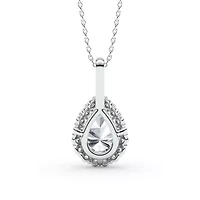 2.44 ct. tw. Lab Created Moissanite Pear Halo Pendant Necklace in Sterling Silver