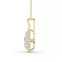 2.44 ct. tw. Lab Created Moissanite Pear Halo Pendant Necklace in Sterling Silver 14K Vermeil