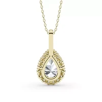 2.44 ct. tw. Lab Created Moissanite Pear Halo Pendant Necklace in Sterling Silver 14K Vermeil