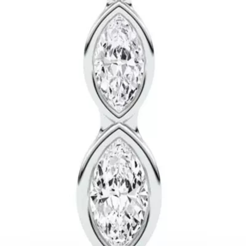 0.98 ct. tw. Lab Created Moissanite Marquise Graduated Pendant Necklace in Sterling Silver