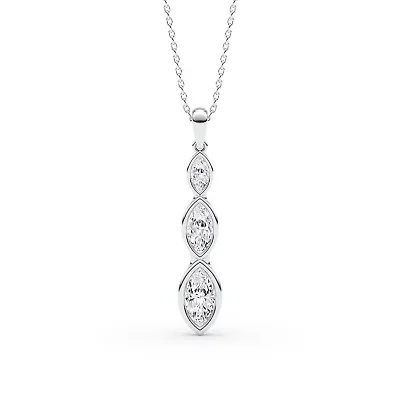 0.98 ct. tw. Lab Created Moissanite Marquise Graduated Pendant Necklace in Sterling Silver