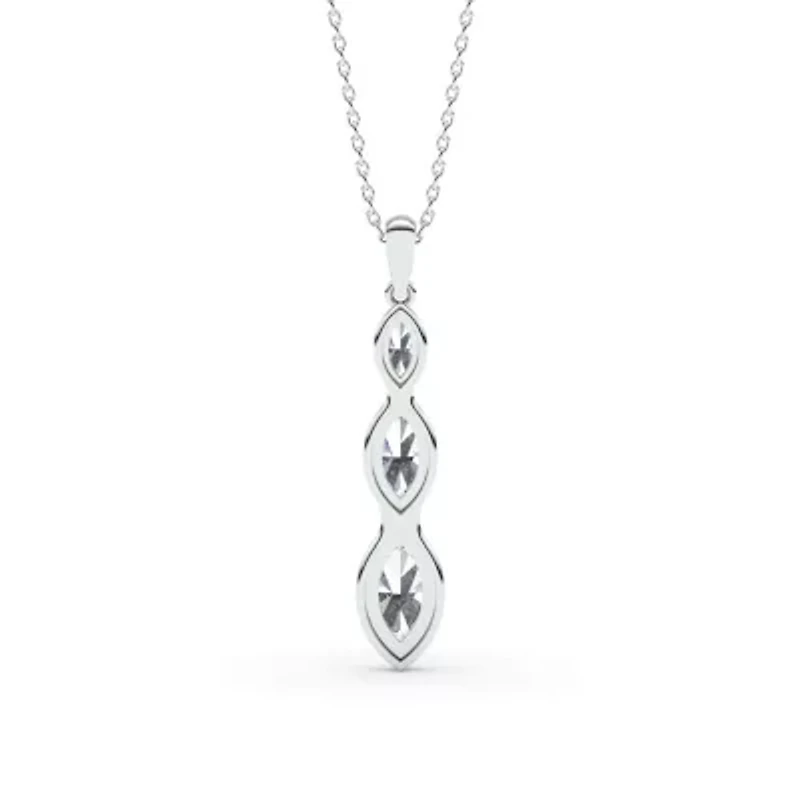 0.98 ct. tw. Lab Created Moissanite Marquise Graduated Pendant Necklace in Sterling Silver