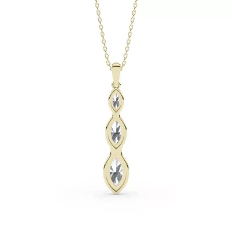 0.98 ct. tw. Lab Created Moissanite Marquise Graduated Pendant Necklace in Sterling Silver 14K Vermeil