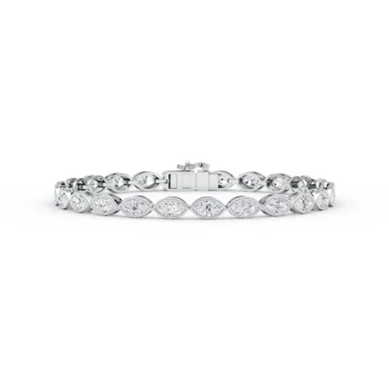 5.52 ct. tw. Lab Created Moissanite Marquise Geometric Station Bracelet in Sterling Silver